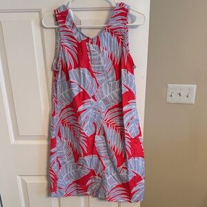 Tommy Bahama Red and Blue Leaf Print Dress Shift Sundress